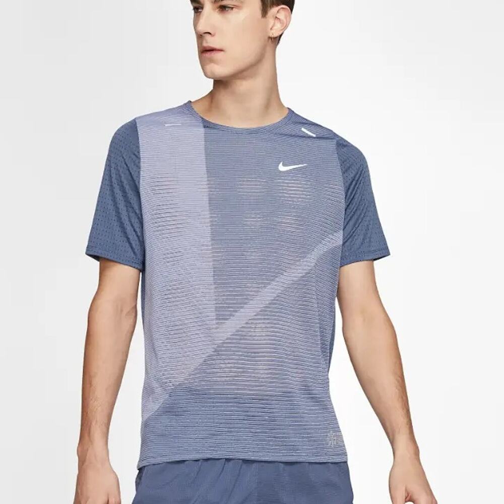 Men's Nike Rise 365 Future Fast Run Top Short Shirt Blue CJ5688-491 Size S NWT
